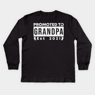 Vintage Promoted to Grandpa 2021 new Grandfather gift Grandpa Kids Long Sleeve T-Shirt